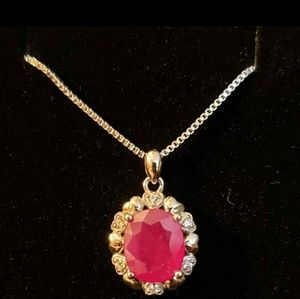 3 carat Red Mozambique ruby and sapphire necklace